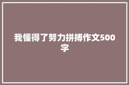我懂得了努力拼搏作文500字