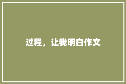 过程，让我明白作文