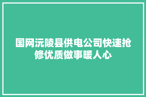 国网沅陵县供电公司快速抢修优质做事暖人心 汽车知识