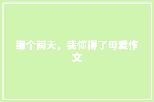 那个雨天，我懂得了母爱作文