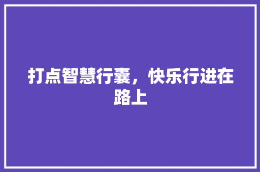 打点智慧行囊，快乐行进在路上