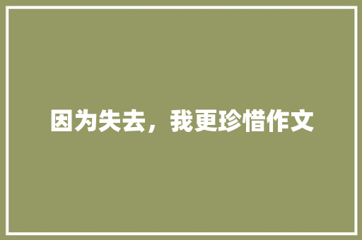 因为失去，我更珍惜作文