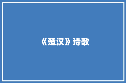《楚汉》诗歌