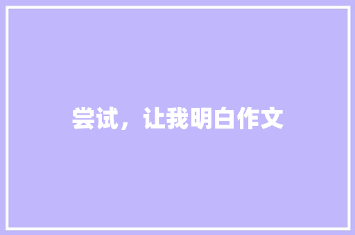 尝试，让我明白作文