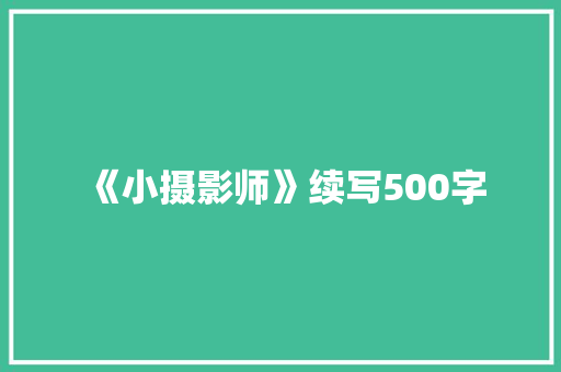 《小摄影师》续写500字