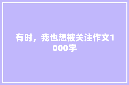有时，我也想被关注作文1000字