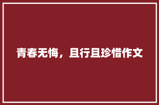 青春无悔，且行且珍惜作文