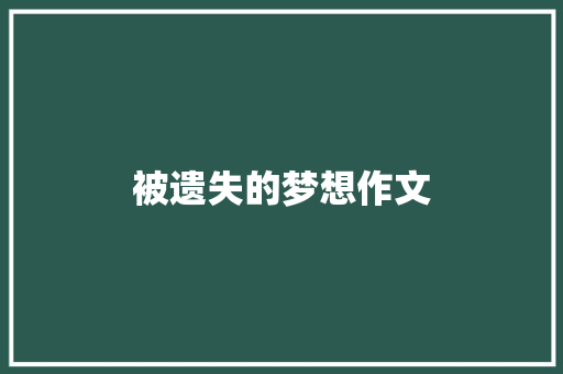 被遗失的梦想作文