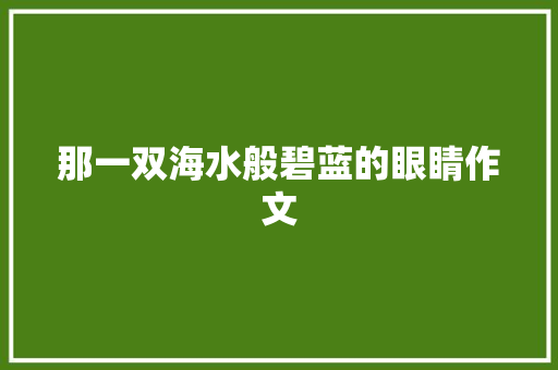 那一双海水般碧蓝的眼睛作文