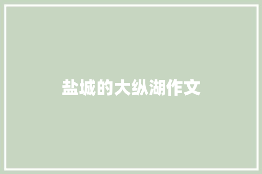 盐城的大纵湖作文