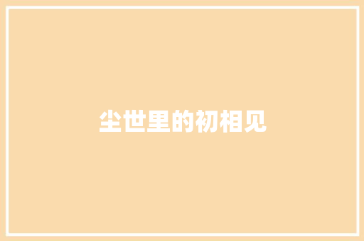 尘世里的初相见
