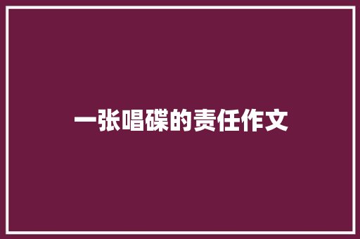 一张唱碟的责任作文