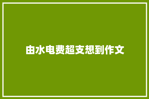 由水电费超支想到作文