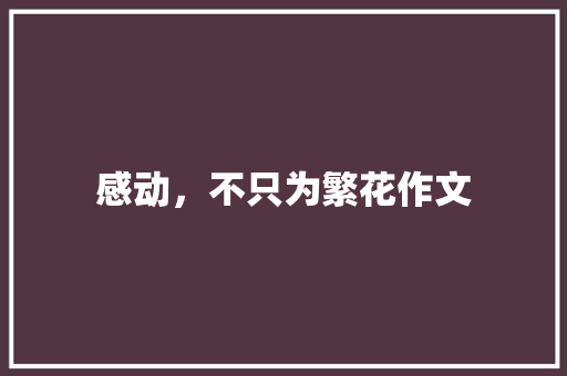 感动，不只为繁花作文
