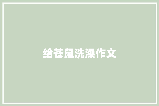 给苍鼠洗澡作文