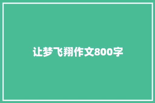 让梦飞翔作文800字