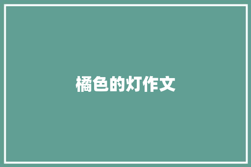 橘色的灯作文