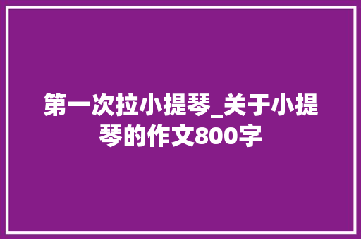 第一次拉小提琴_关于小提琴的作文800字