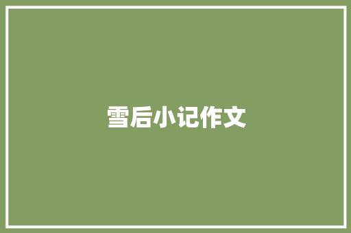 雪后小记作文