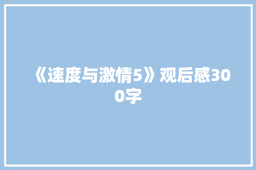 《速度与激情5》观后感300字