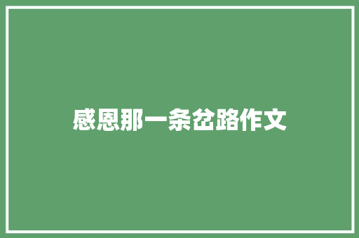 感恩那一条岔路作文