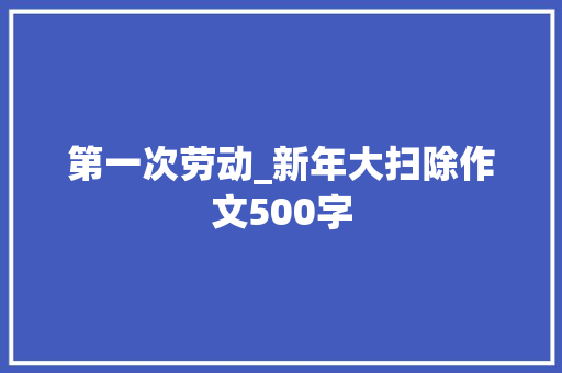 第一次劳动_新年大扫除作文500字