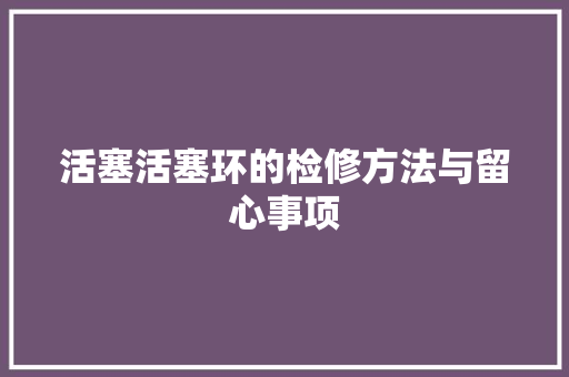 活塞活塞环的检修方法与留心事项