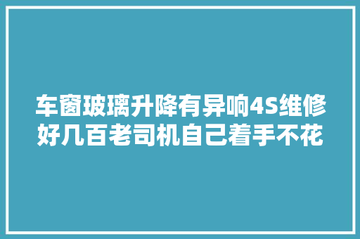 车窗玻璃升降有异响4S维修好几百老司机自己着手不花钱搞定