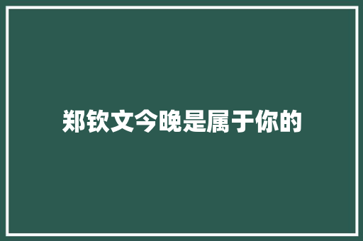 郑钦文今晚是属于你的