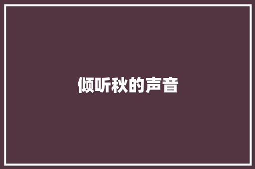 倾听秋的声音