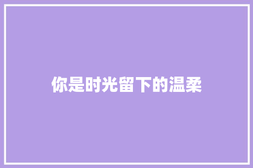 你是时光留下的温柔