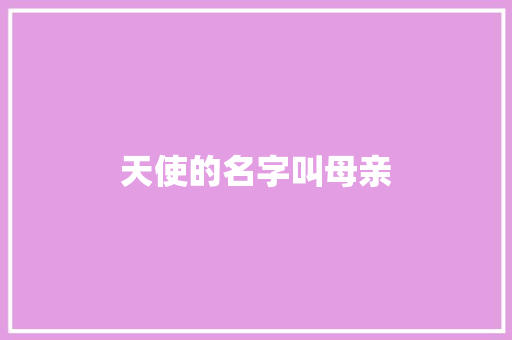 天使的名字叫母亲