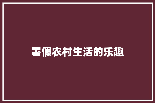 暑假农村生活的乐趣