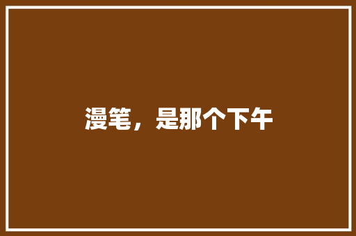 漫笔，是那个下午