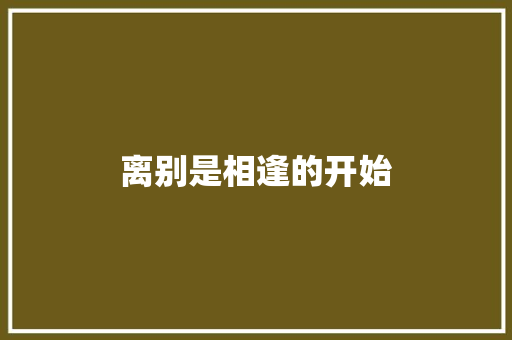 离别是相逢的开始