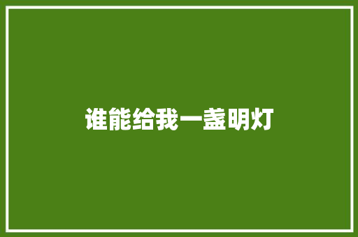 谁能给我一盏明灯 知识百科