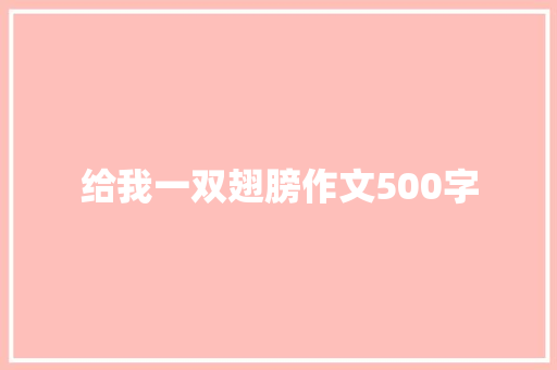 给我一双翅膀作文500字