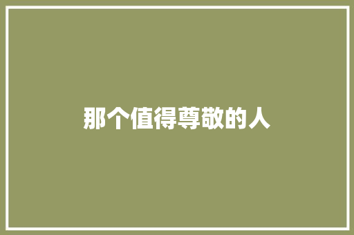 那个值得尊敬的人