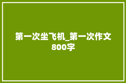 第一次坐飞机_第一次作文800字