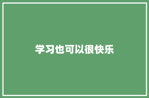 学习也可以很快乐