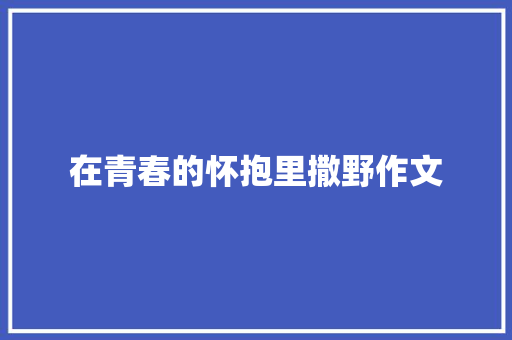 在青春的怀抱里撒野作文