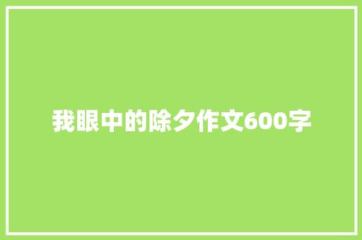 我眼中的除夕作文600字
