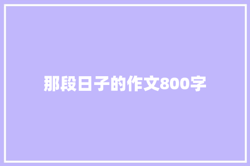 那段日子的作文800字