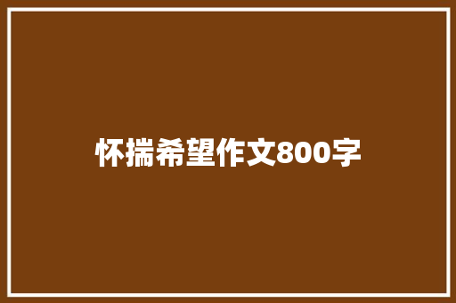 怀揣希望作文800字