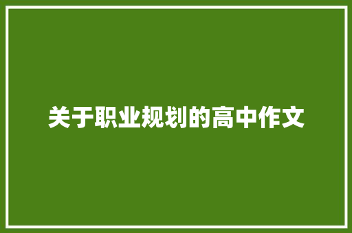关于职业规划的高中作文