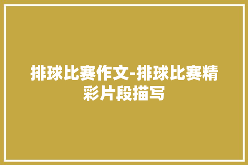 排球比赛作文-排球比赛精彩片段描写
