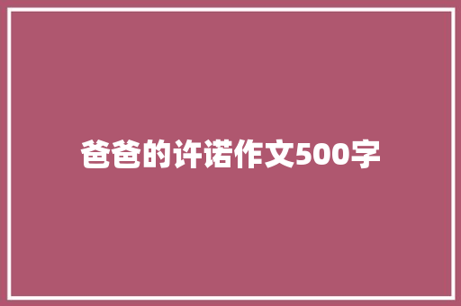 爸爸的许诺作文500字