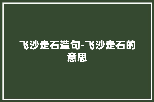 飞沙走石造句-飞沙走石的意思