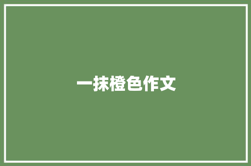 一抹橙色作文