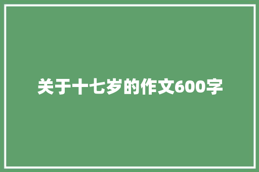 关于十七岁的作文600字
